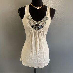 Charlotte Russe White Embellished Tank Top